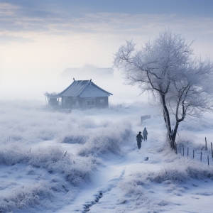 雪山，雪景，乡村02