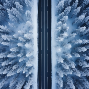 春夏秋冬水平的公路路边两排淡绿的树木和花充满春天的气息俯视图01_copy_copy_copy_copy_copy